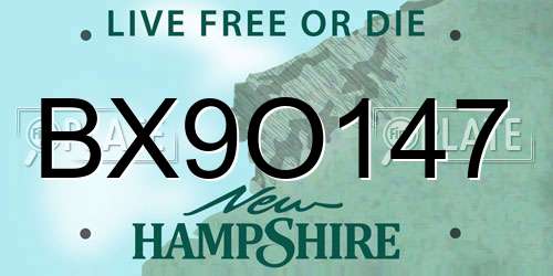 BX9O147 New Hampshire License Plate