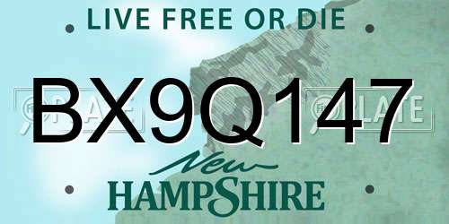 BX9Q147 New Hampshire License Plate