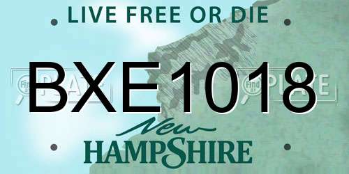 BXE1018 New Hampshire License Plate