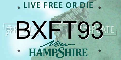 BXFT93 New Hampshire License Plate