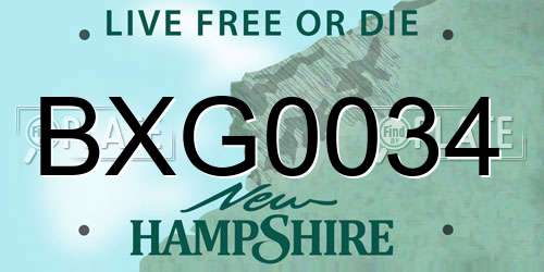 BXG0034 New Hampshire License Plate