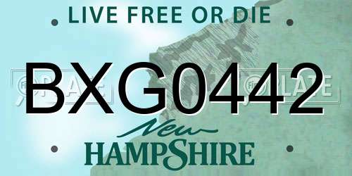 BXG0442 New Hampshire License Plate