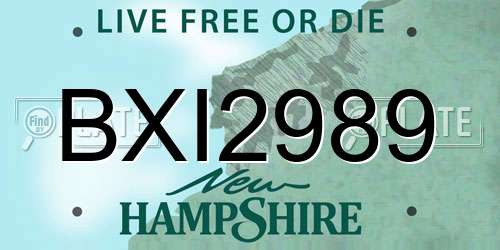 BXI2989 New Hampshire License Plate