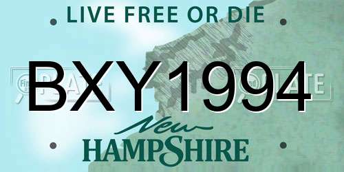 BXY1994 New Hampshire License Plate