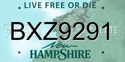 BXZ9291 New Hampshire License Plate