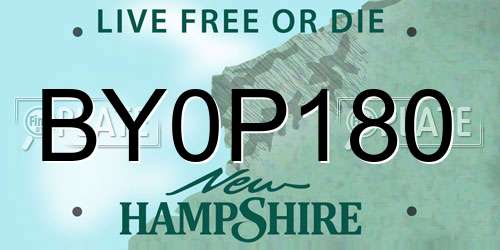 BY0P180 New Hampshire License Plate