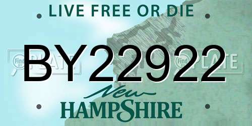 BY22922 New Hampshire License Plate
