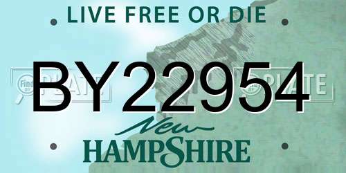BY22954 New Hampshire License Plate
