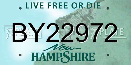 BY22972 New Hampshire License Plate