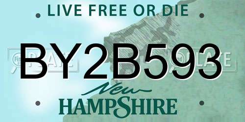 BY2B593 New Hampshire License Plate