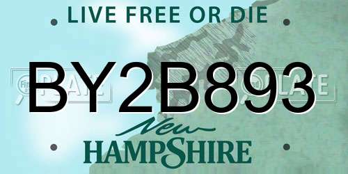 BY2B893 New Hampshire License Plate