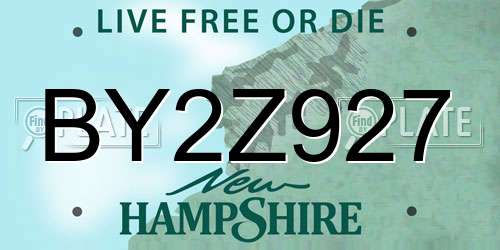 BY2Z927 New Hampshire License Plate