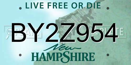 BY2Z954 New Hampshire License Plate