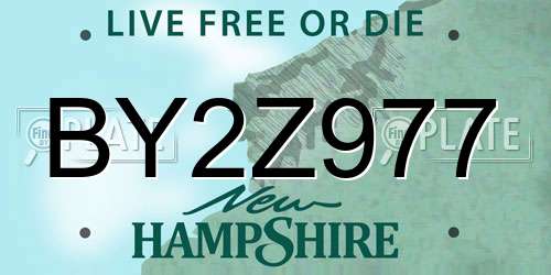 BY2Z977 New Hampshire License Plate
