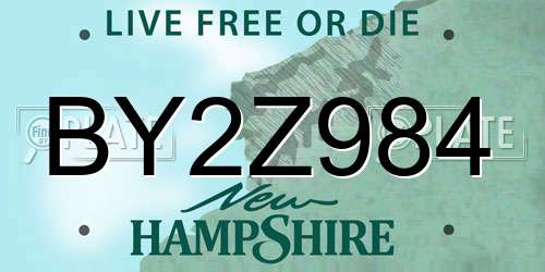 BY2Z984 New Hampshire License Plate