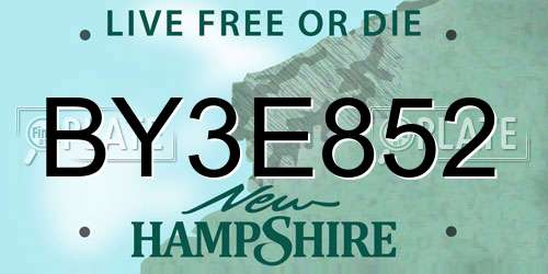 BY3E852 New Hampshire License Plate