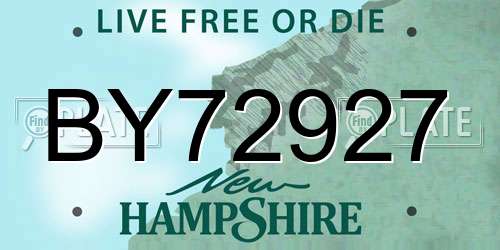 BY72927 New Hampshire License Plate