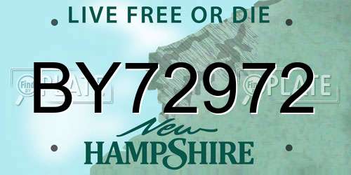 BY72972 New Hampshire License Plate