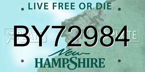 BY72984 New Hampshire License Plate