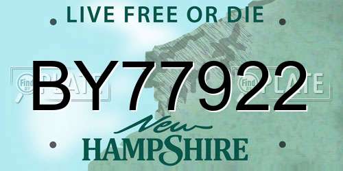 BY77922 New Hampshire License Plate