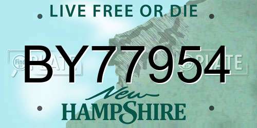 BY77954 New Hampshire License Plate