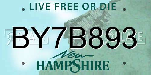 BY7B893 New Hampshire License Plate