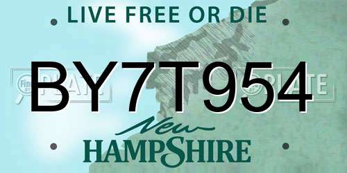 BY7T954 New Hampshire License Plate