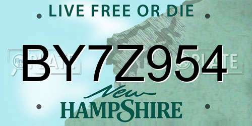 BY7Z954 New Hampshire License Plate