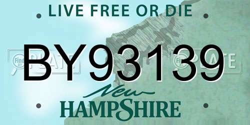BY93139 New Hampshire License Plate
