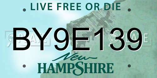 BY9E139 New Hampshire License Plate