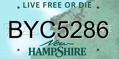 BYC5286 New Hampshire License Plate