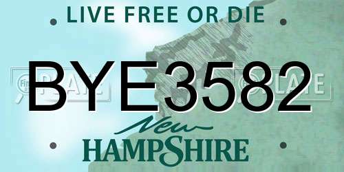 BYE3582 New Hampshire License Plate