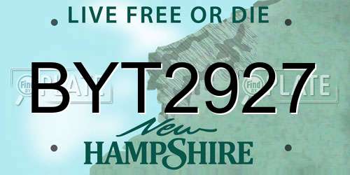 BYT2927 New Hampshire License Plate