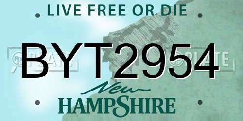 BYT2954 New Hampshire License Plate