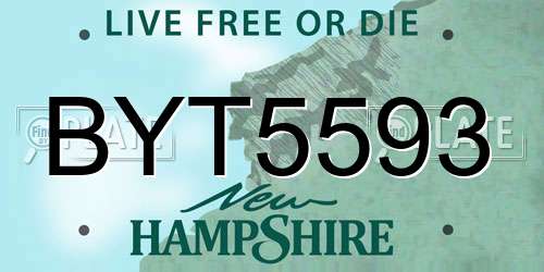 BYT5593 New Hampshire License Plate