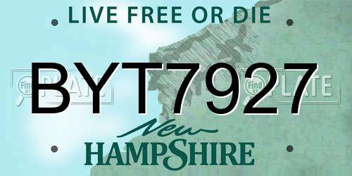 BYT7927 New Hampshire License Plate
