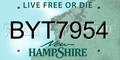 BYT7954 New Hampshire License Plate