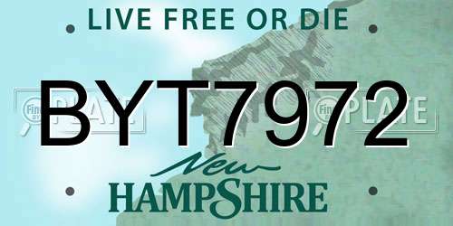 BYT7972 New Hampshire License Plate