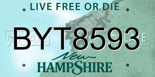 BYT8593 New Hampshire License Plate