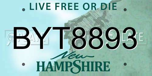 BYT8893 New Hampshire License Plate