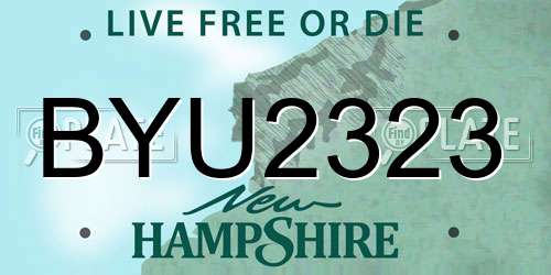 BYU2323 New Hampshire License Plate