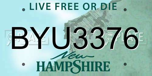 BYU3376 New Hampshire License Plate