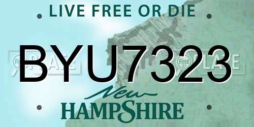 BYU7323 New Hampshire License Plate