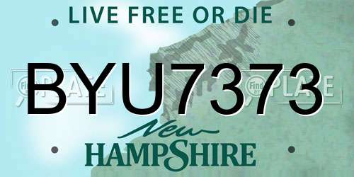 BYU7373 New Hampshire License Plate