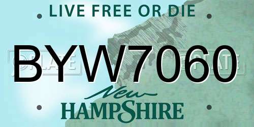 BYW7060 New Hampshire License Plate