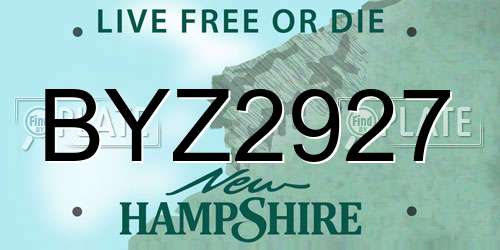 BYZ2927 New Hampshire License Plate
