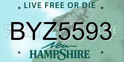 BYZ5593 New Hampshire License Plate