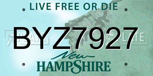BYZ7927 New Hampshire License Plate