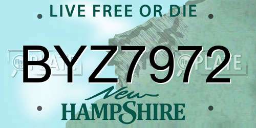 BYZ7972 New Hampshire License Plate