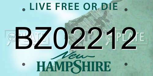 BZ02212 New Hampshire License Plate